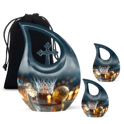 10-inch Basketball urn with Cross Drop design,