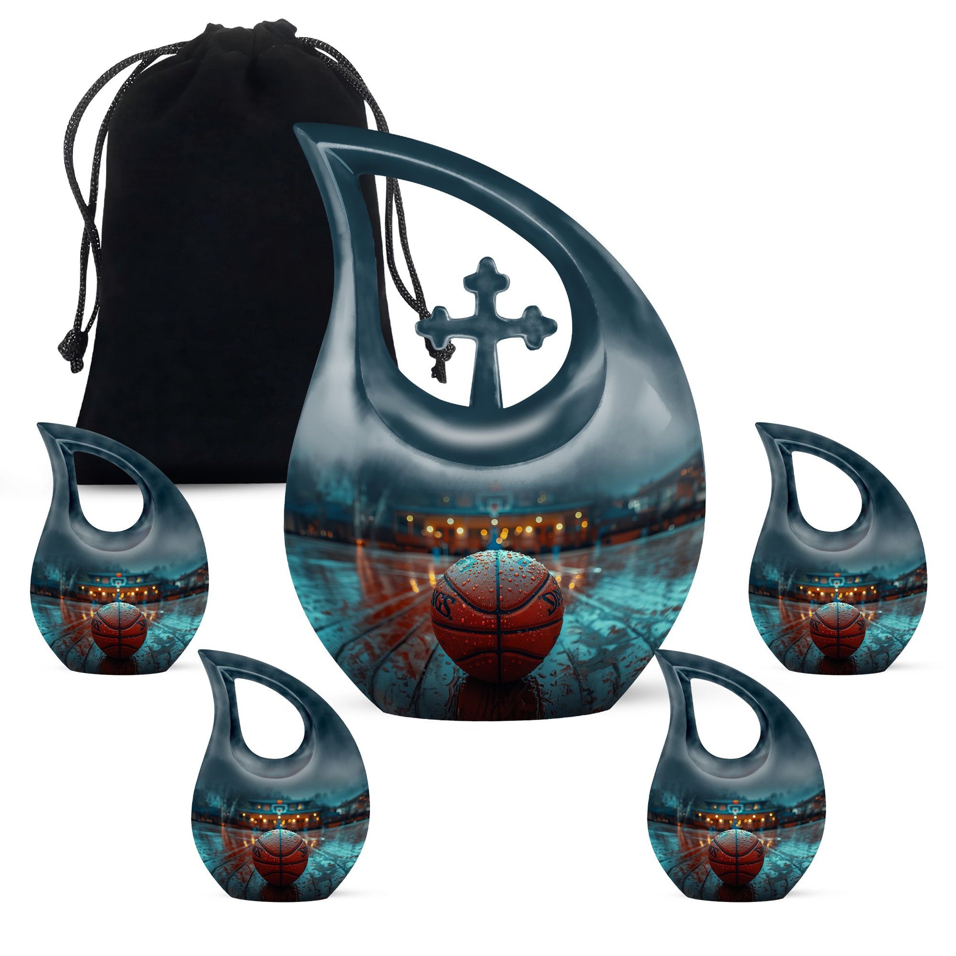 Basketball theme, extra large Cross Drop Basketball Urn 