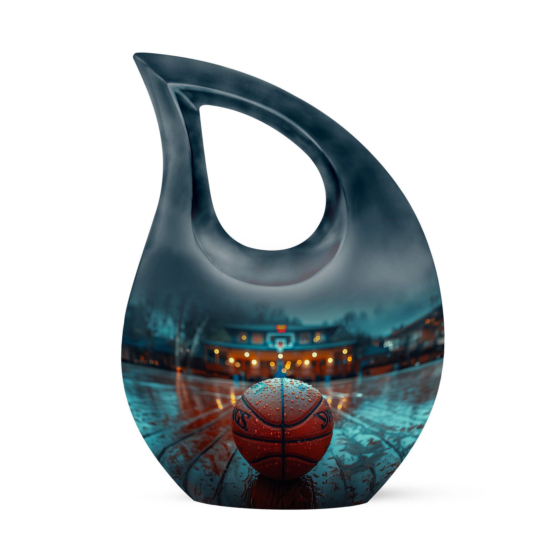 Basketball theme, extra large Cross Drop Basketball Urn 