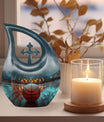 Basketball theme, extra large Cross Drop Basketball Urn 