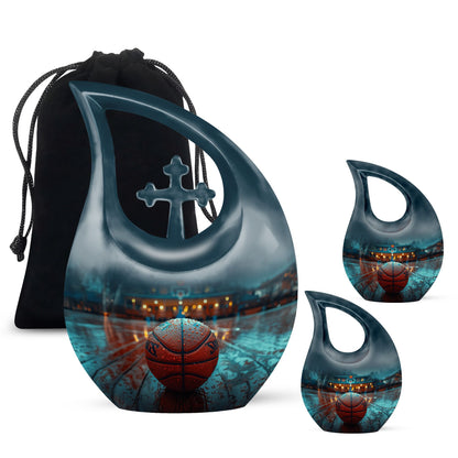 Basketball theme, extra large Cross Drop Basketball Urn 