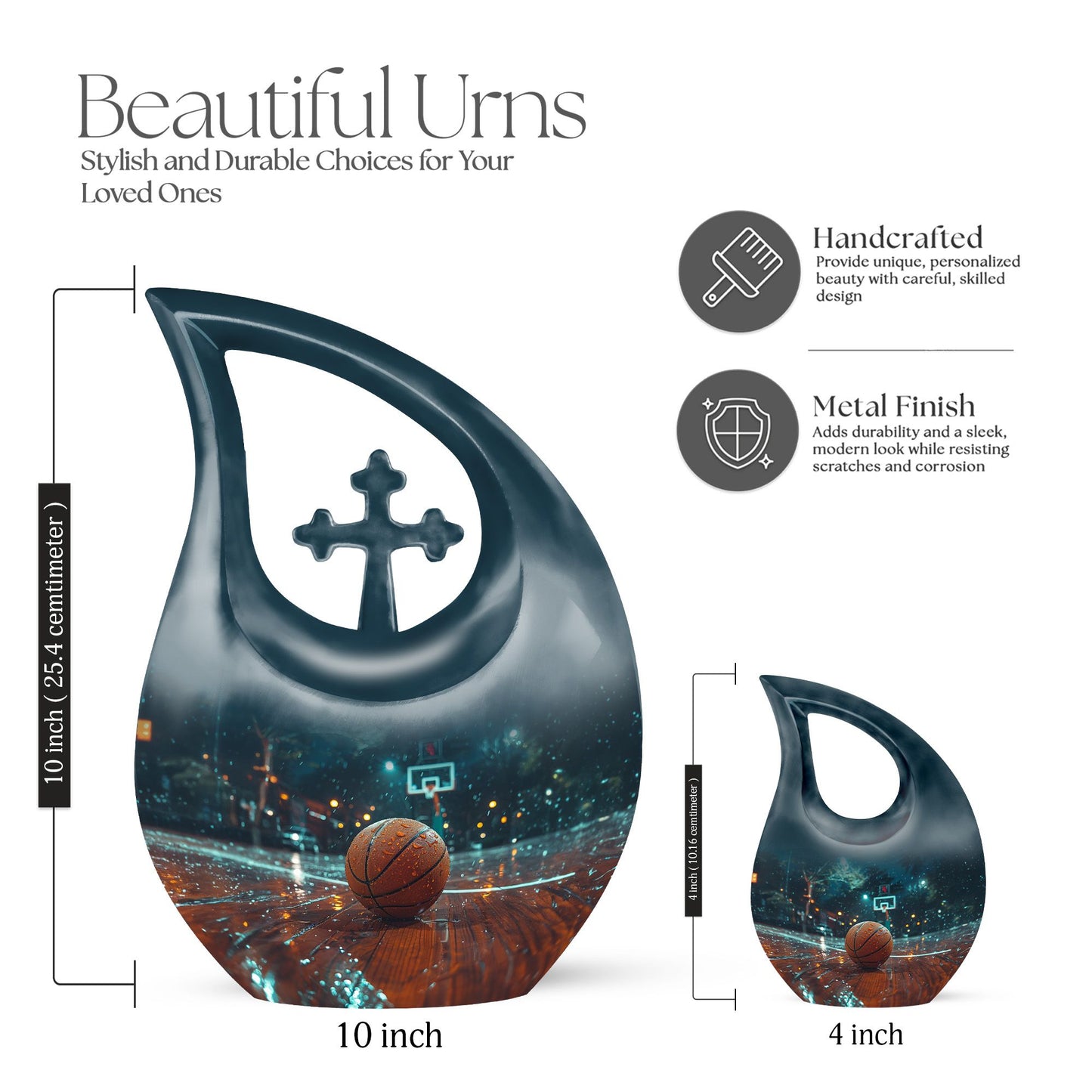 Medium-sized Basketball Urn in Cross Drop design,