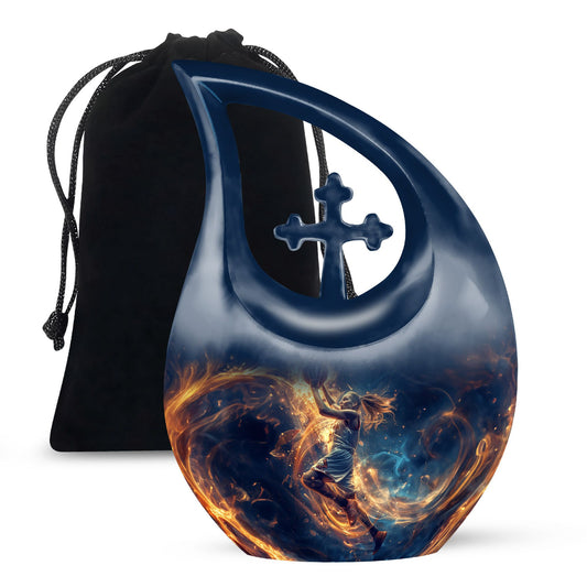 10-inch Basketball Theme Cross Drop Customized Urn