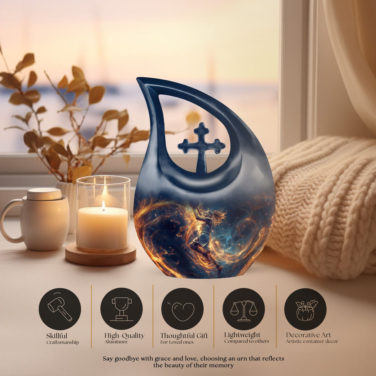 10-inch Basketball Theme Cross Drop Customized Urn