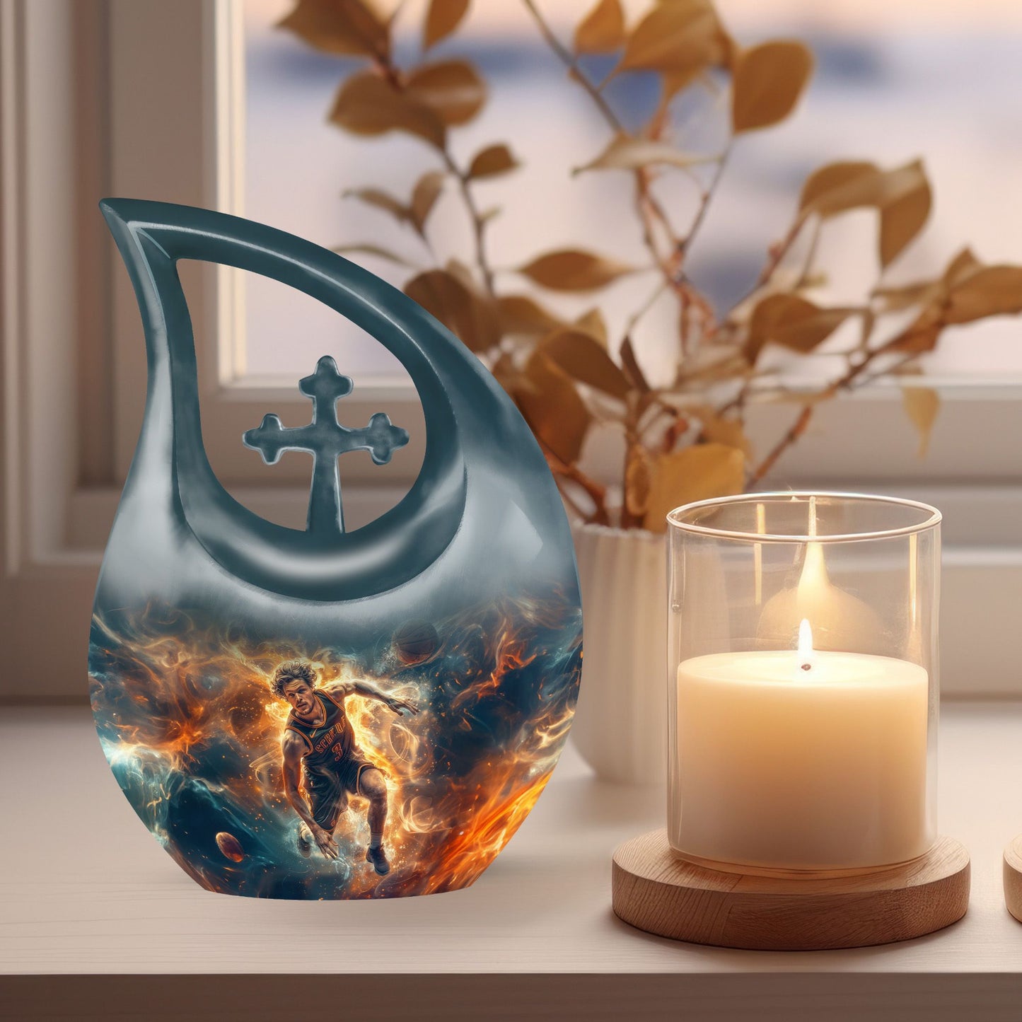 10 inch Cross Drop Basketball Urn