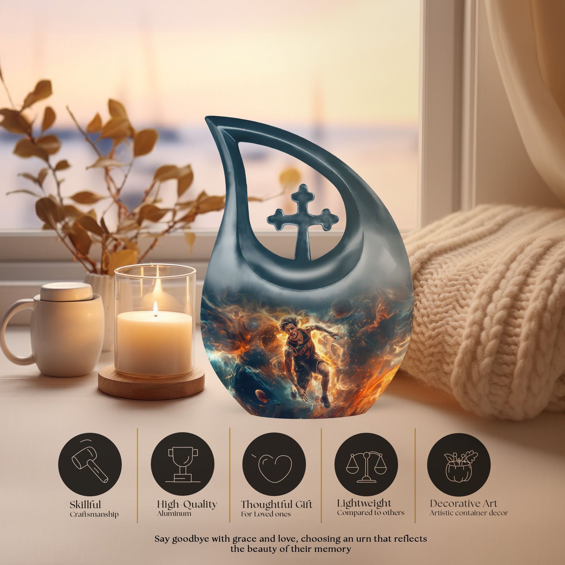 10 inch Cross Drop Basketball Urn