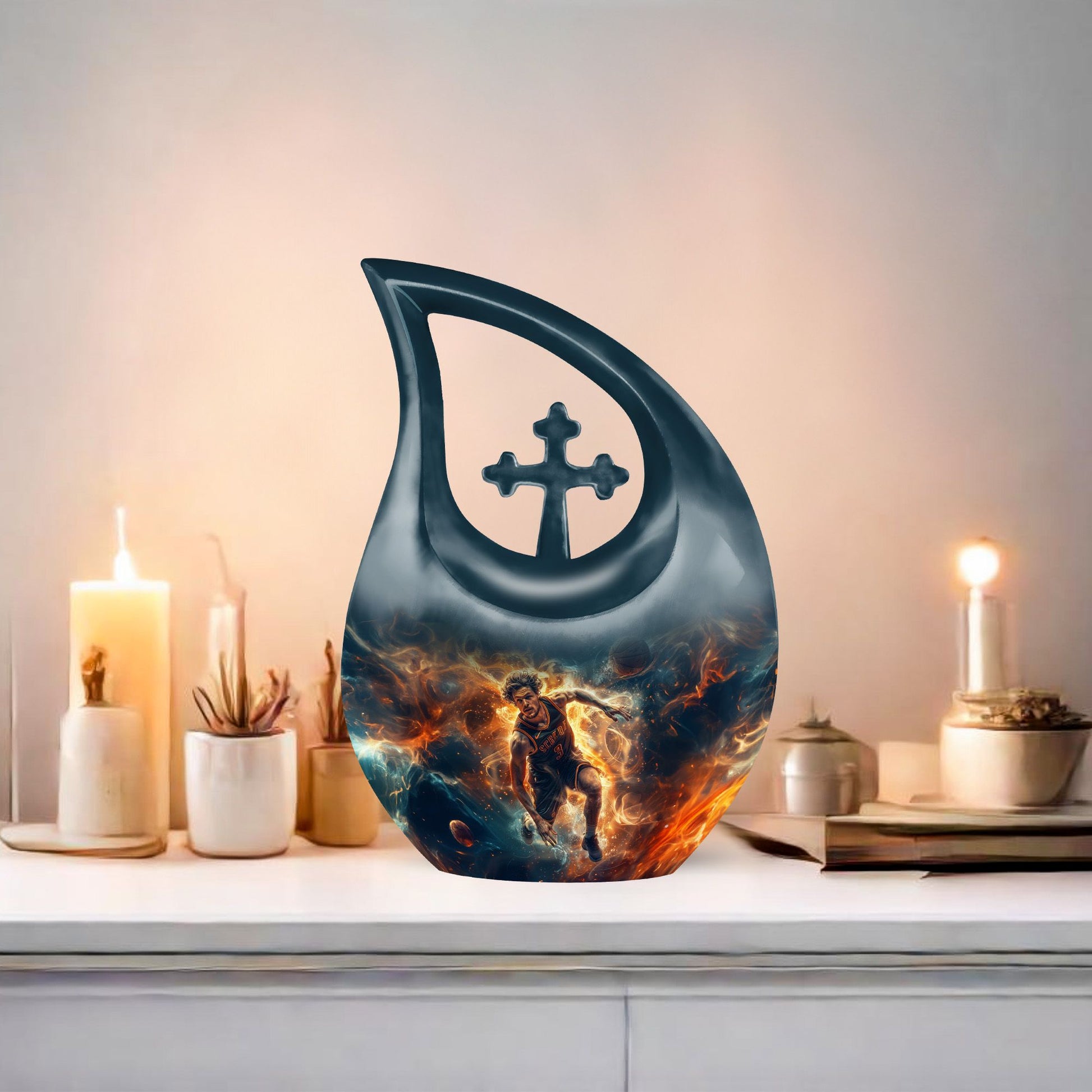 10 inch Cross Drop Basketball Urn