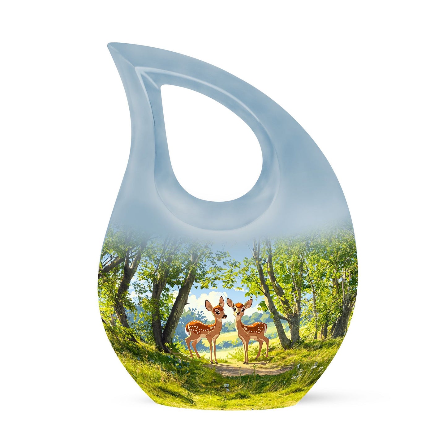 Medium size 10-inch Deer urn in Cross Drop design 