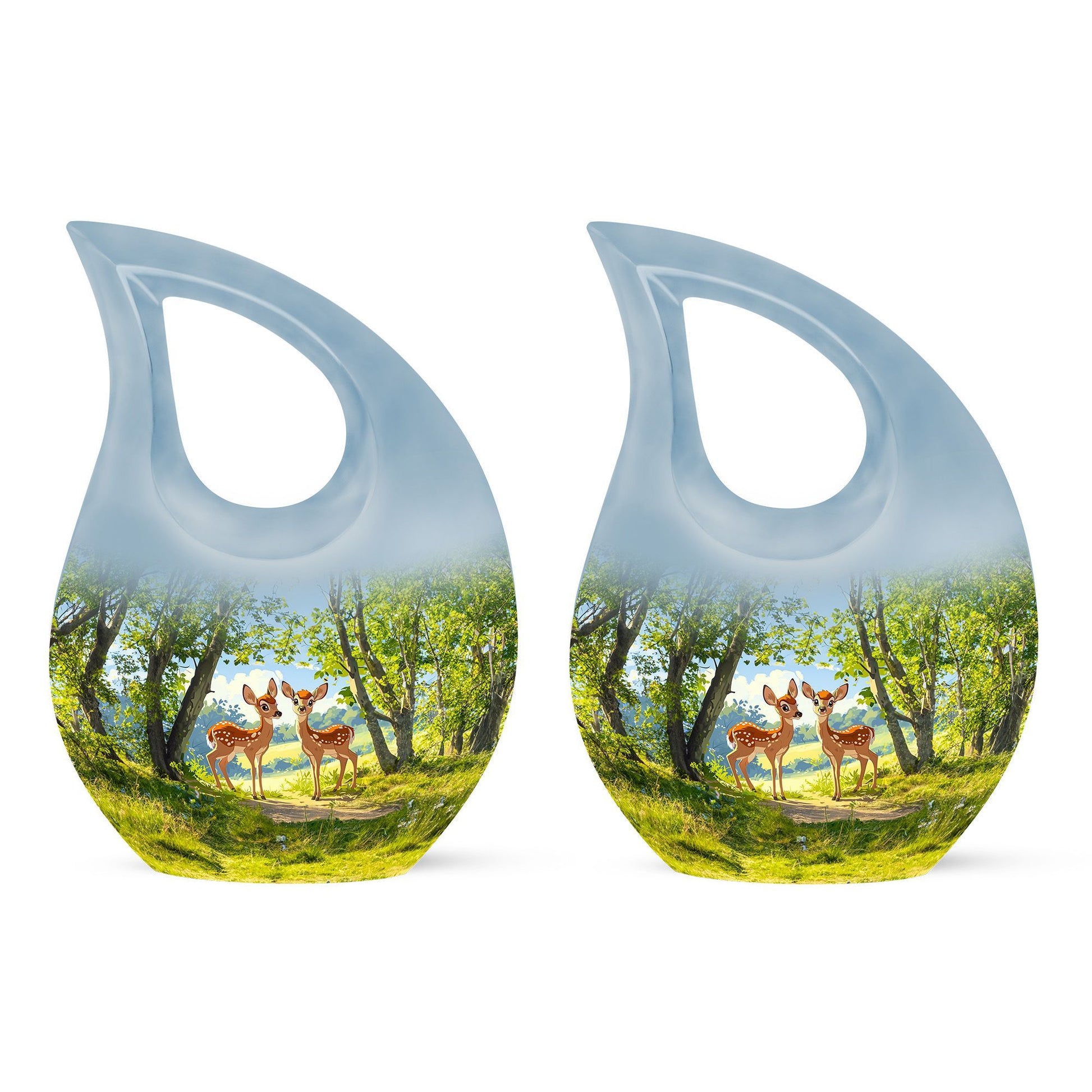 Medium size 10-inch Deer urn in Cross Drop design 