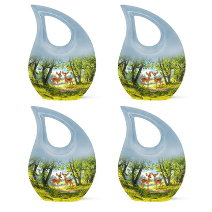 Medium size 10-inch Deer urn in Cross Drop design 