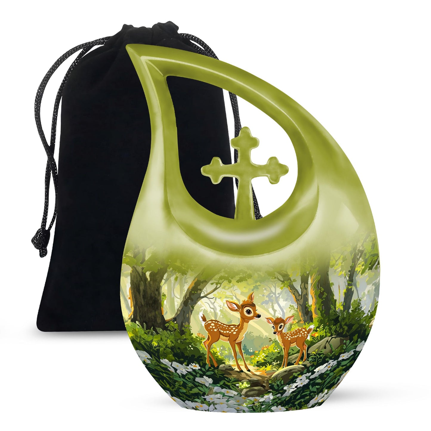 10 inch Deer-themed Cross Drop Extra Large Urn