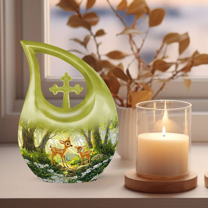 10 inch Deer-themed Cross Drop Extra Large Urn