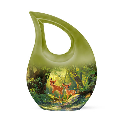 Customizable 10 inch Deer Themed Cross Drop Memorial Urn