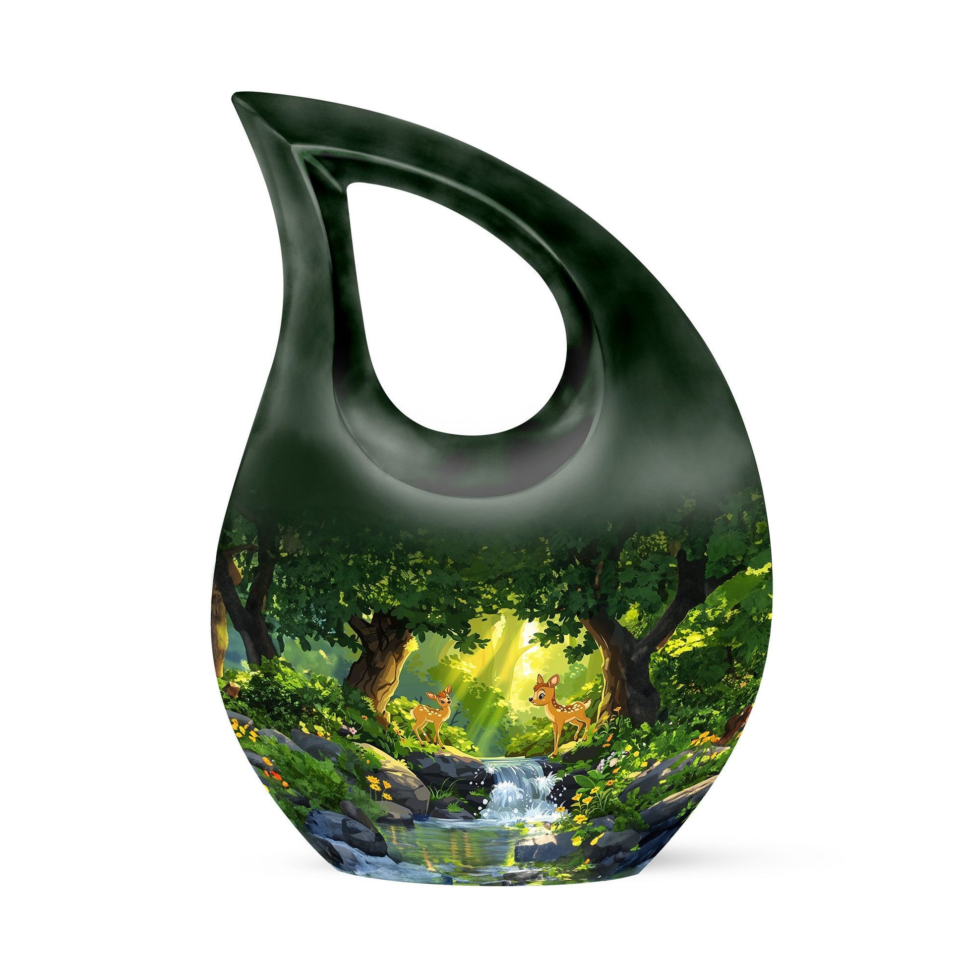 10-inch blue Deer Urn, Cross Drop design,