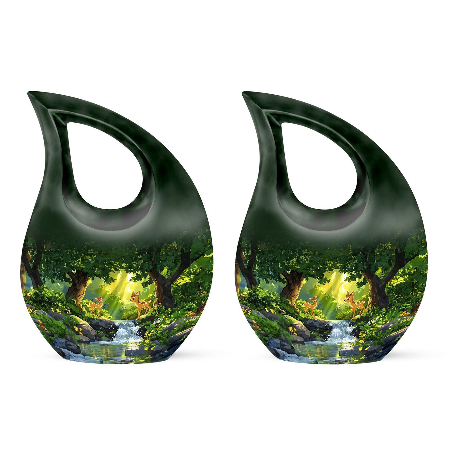 10-inch blue Deer Urn, Cross Drop design,