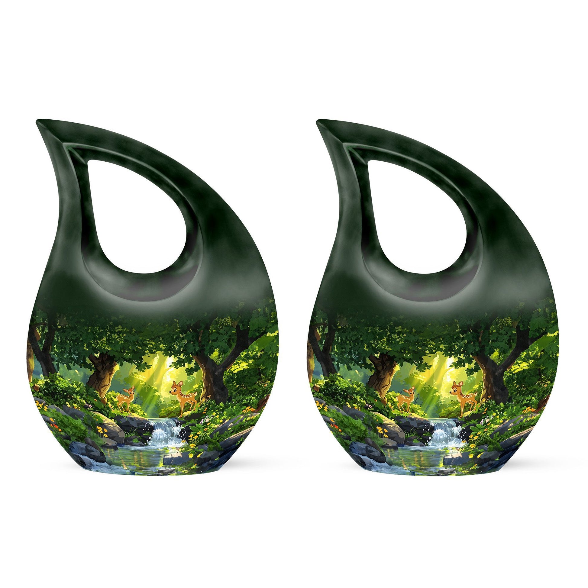 10-inch blue Deer Urn, Cross Drop design,