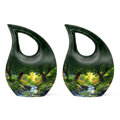 10-inch blue Deer Urn, Cross Drop design,