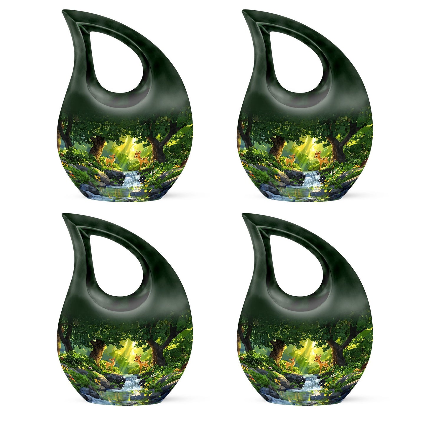 10-inch blue Deer Urn, Cross Drop design,