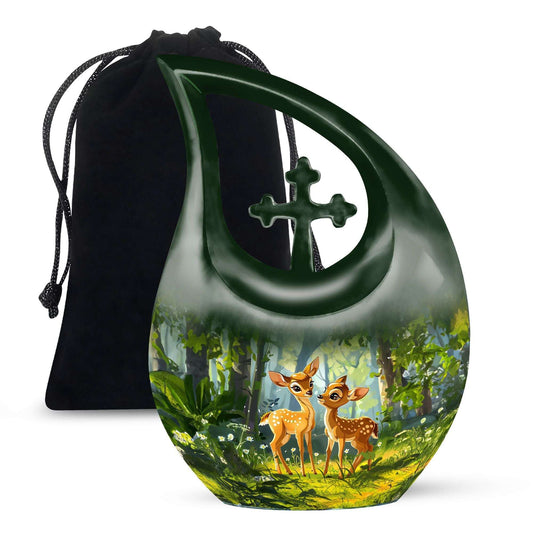 Cross Drop Deer Cremation Urn,