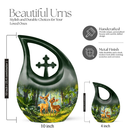 Cross Drop Deer Cremation Urn,