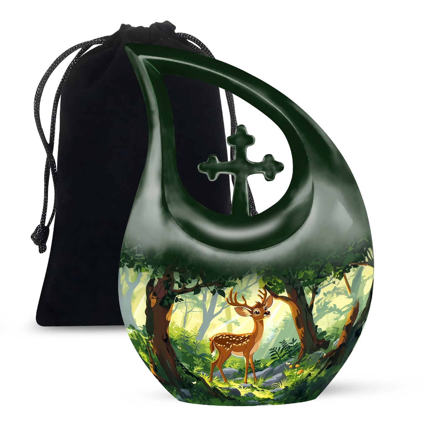 Deer themed Cross Drop design Large Urn 