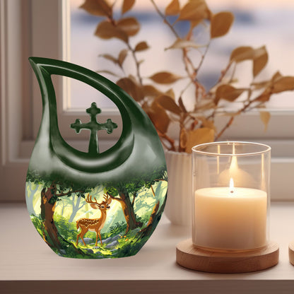 Deer themed Cross Drop design Large Urn 