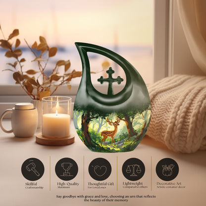 Deer themed Cross Drop design Large Urn 