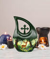 Deer themed Cross Drop design Large Urn 