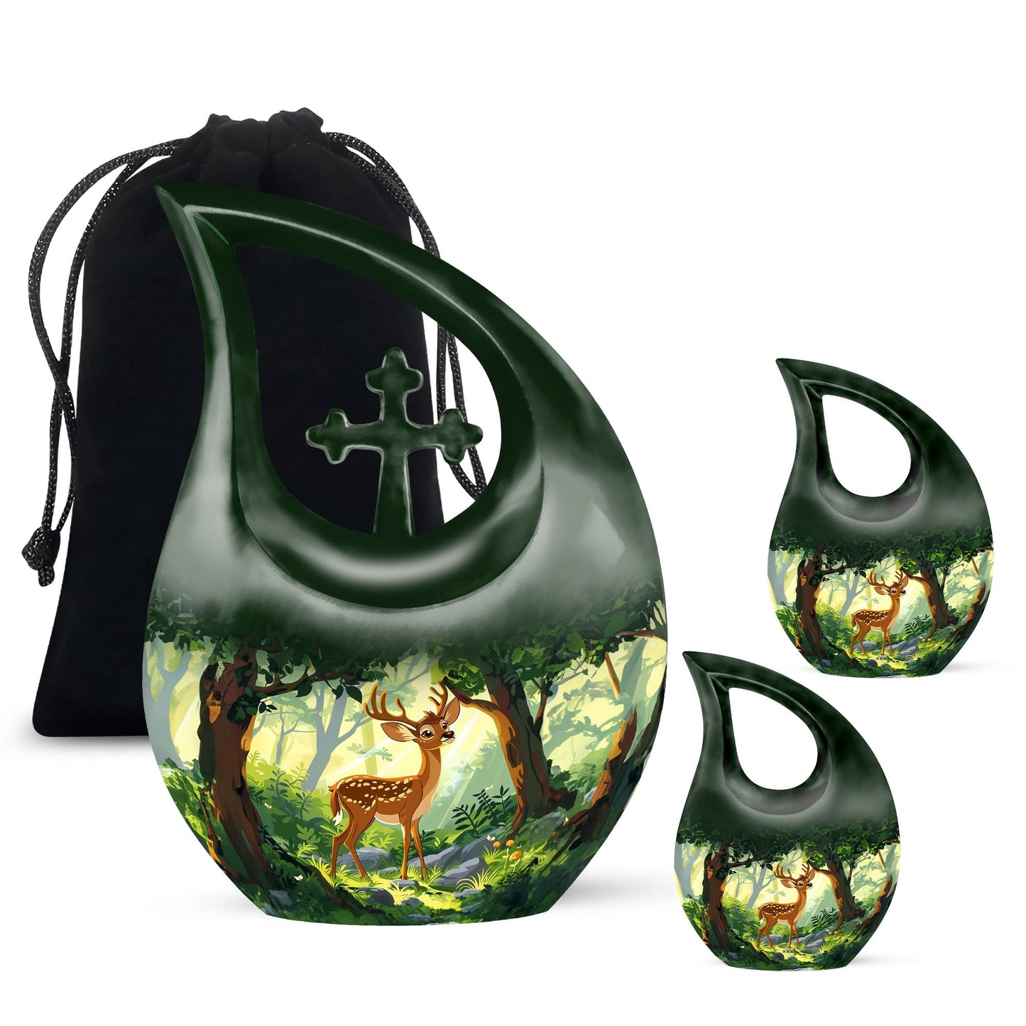 Personalized Deer Keepsake Urn for Human Ashes - 10-inch, 200 cu in - Yatskia