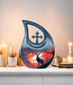 Personalized Deer Urn, Cross Drop Design