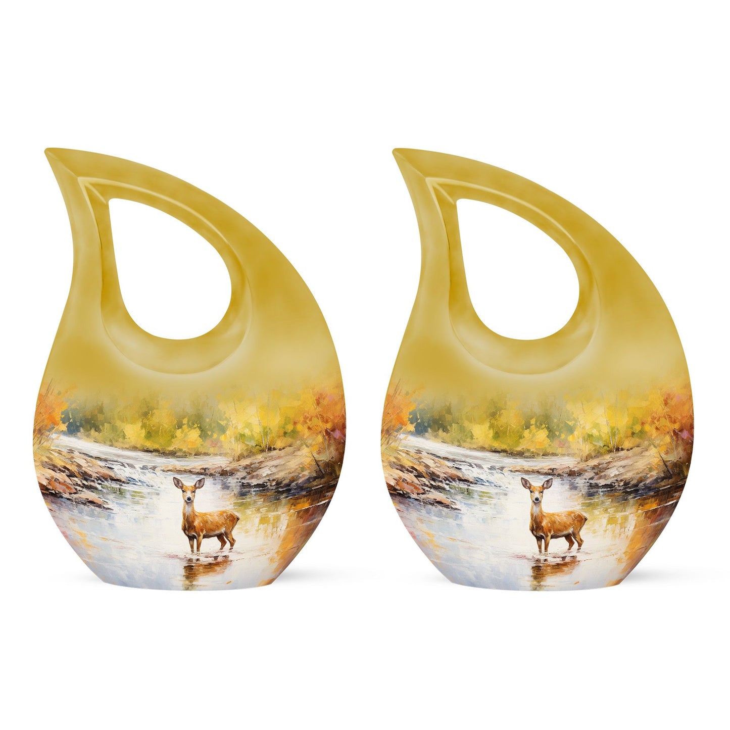 Large 10-inch deer themed Garden Urn with Cross Drop design for ashes