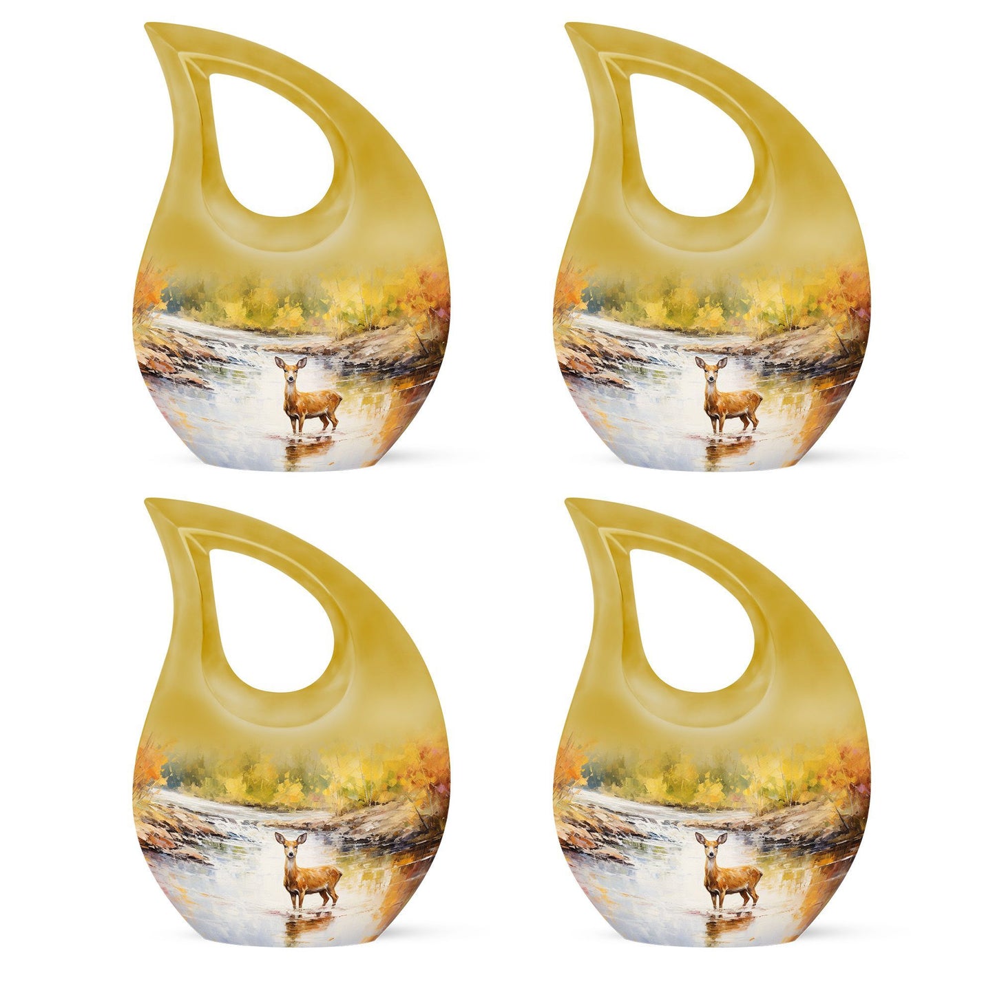 Large 10-inch deer themed Garden Urn with Cross Drop design for ashes