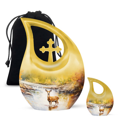 Personalized Deer Cremation Urn for Human Ashes - 10-inch, 200 cu in - Yatskia
