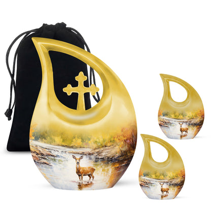 Personalized Deer Cremation Urn for Human Ashes - 10-inch, 200 cu in - Yatskia