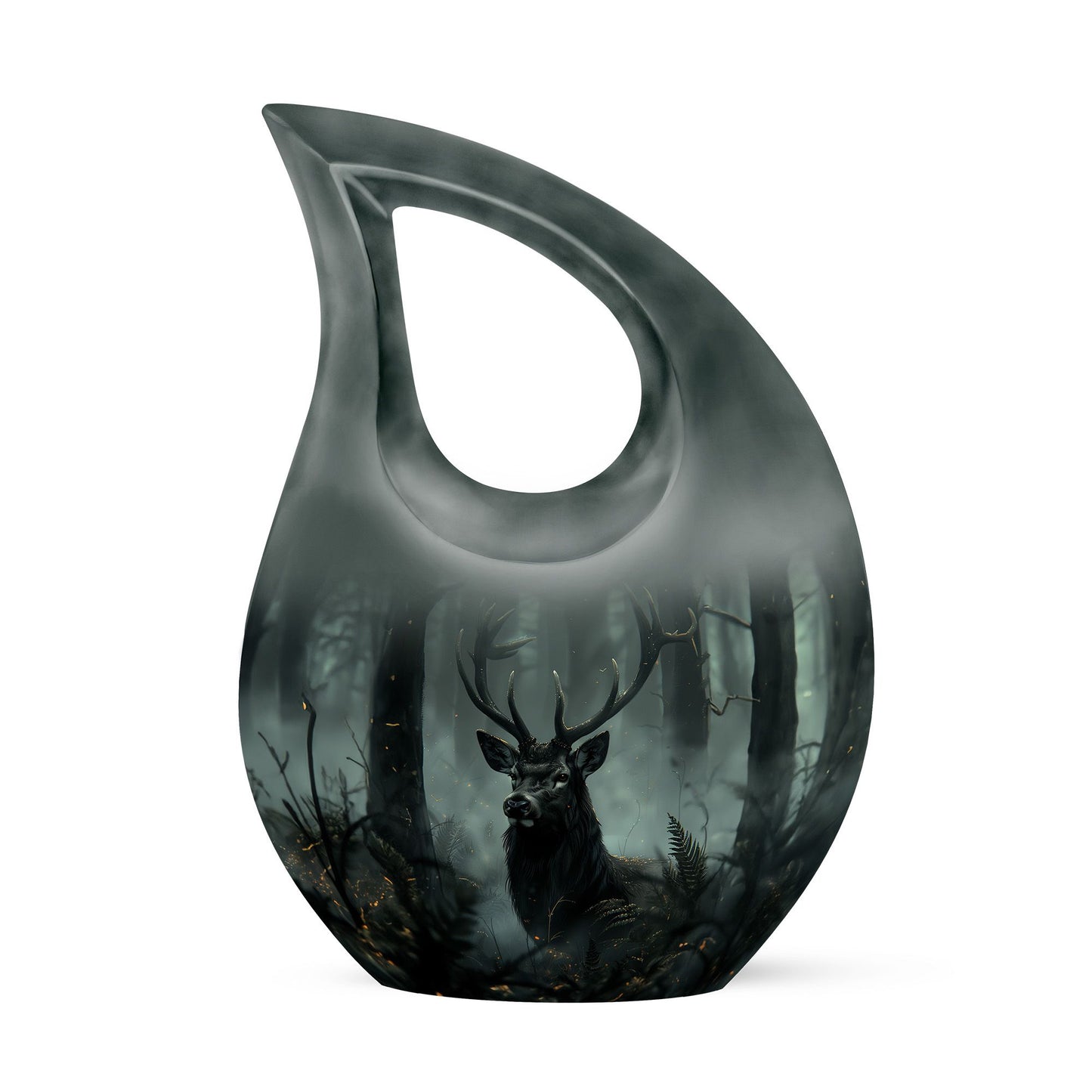 10-inch Deer Urn with Cross Drop design