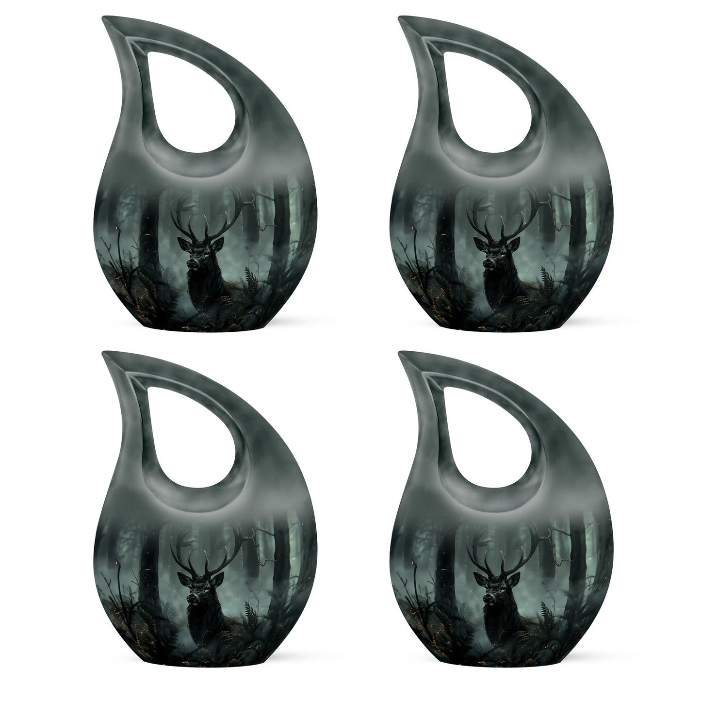 10-inch Deer Urn with Cross Drop design