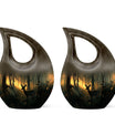 10 inch Deer Themed Cross Drop Design Aluminium Memorial Urn