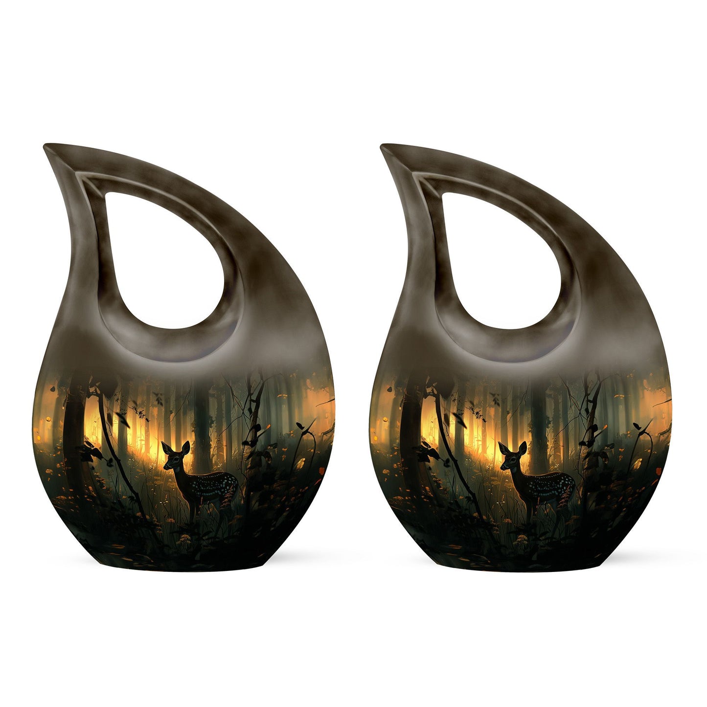 10 inch Deer Themed Cross Drop Design Aluminium Memorial Urn
