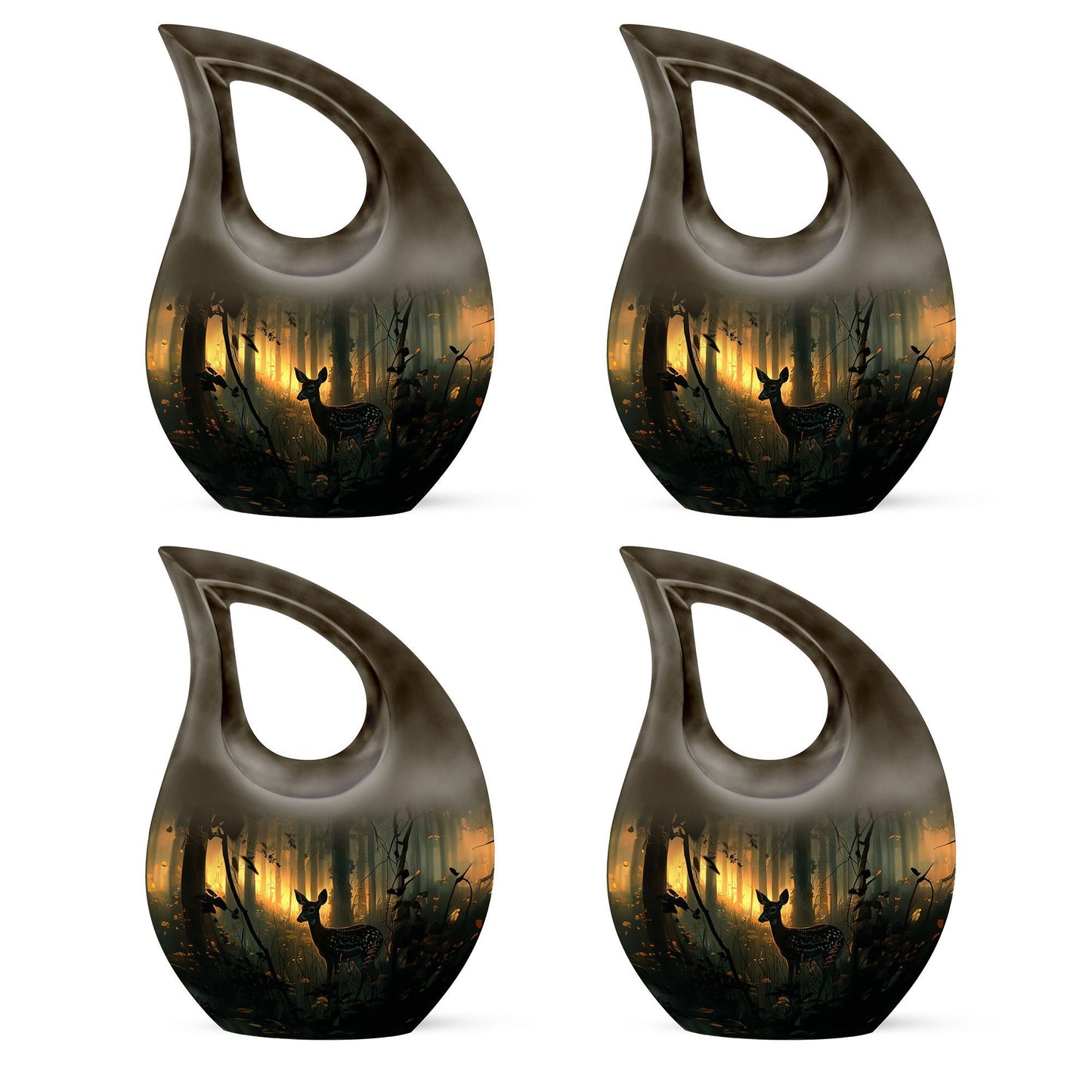 10 inch Deer Themed Cross Drop Design Aluminium Memorial Urn