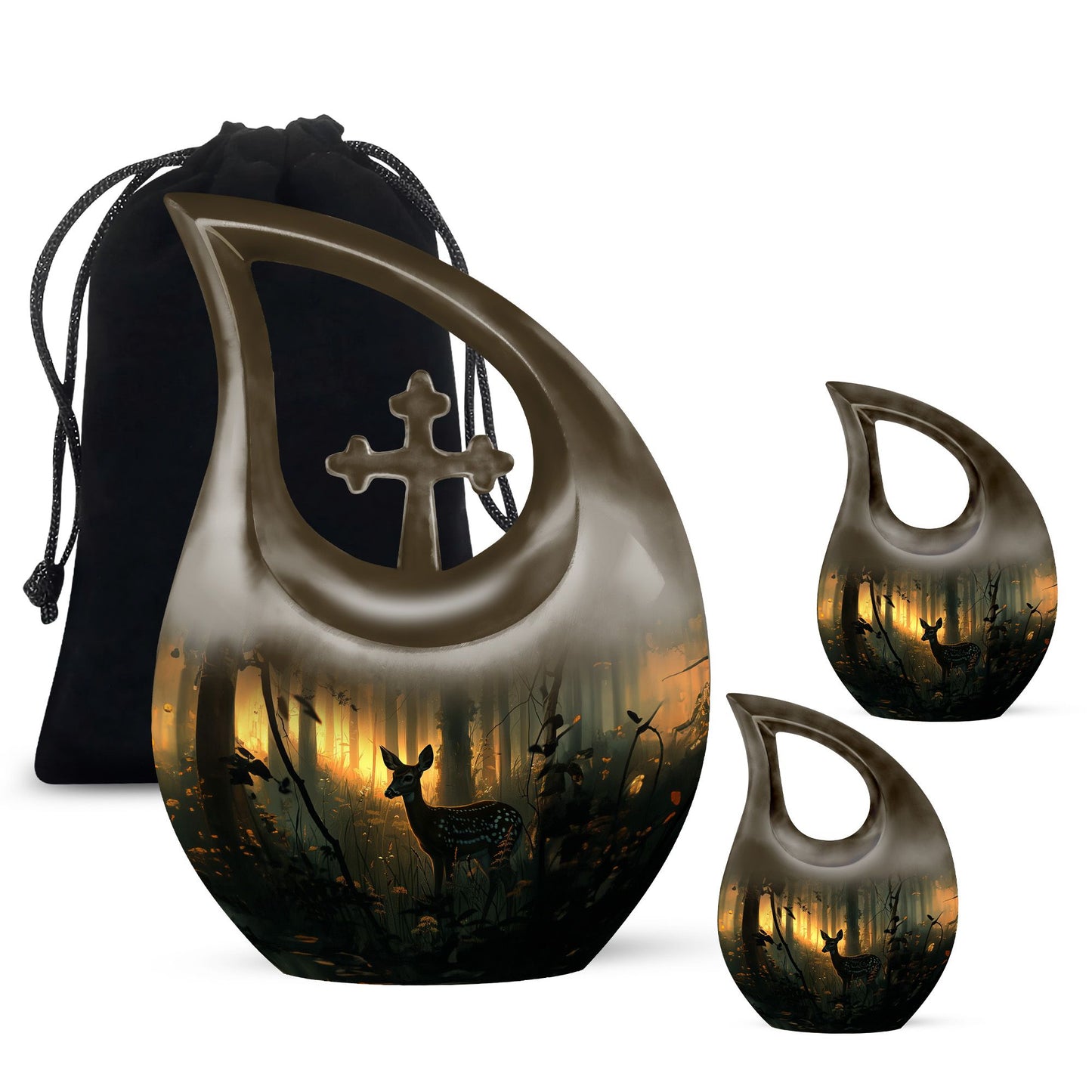Personalized Deer Keepsake Urn for Human Ashes - 10-inch, 200 cu in - Yatskia