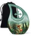 10-inch Deer-themed Aluminium Cross Drop Urn 