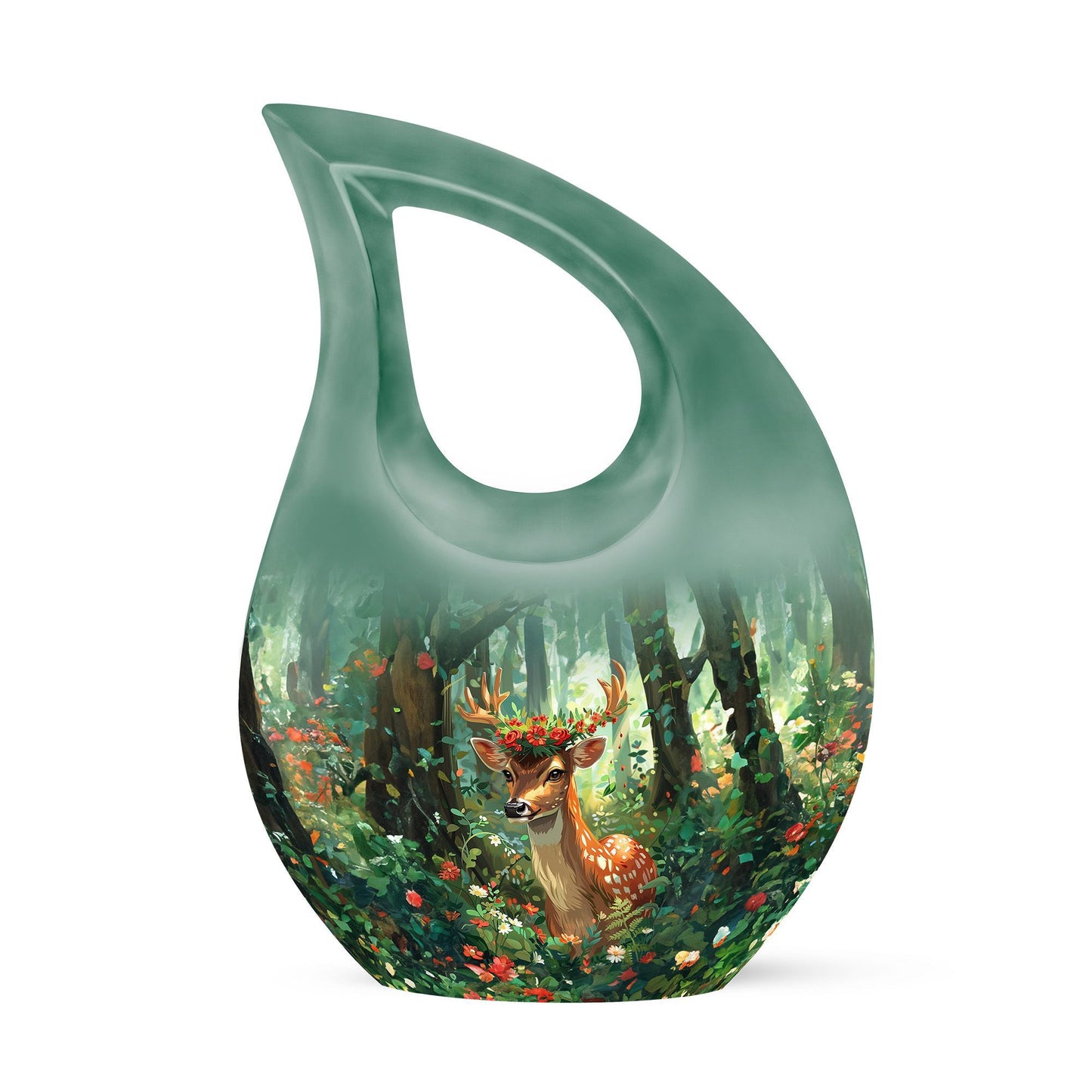 10-inch Deer-themed Aluminium Cross Drop Urn 