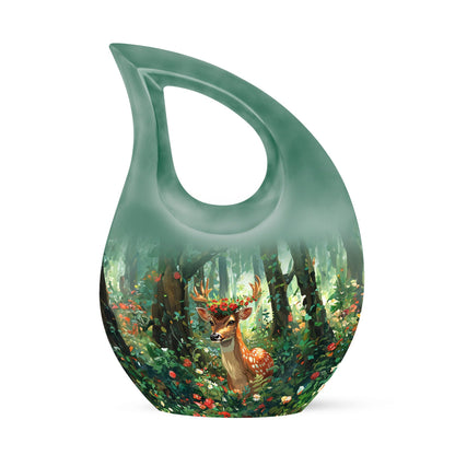 10-inch Deer-themed Aluminium Cross Drop Urn 