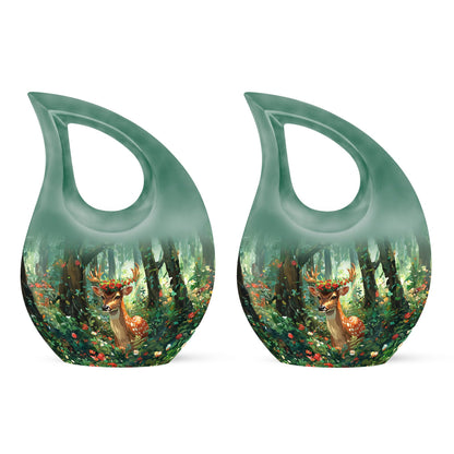10-inch Deer-themed Aluminium Cross Drop Urn 