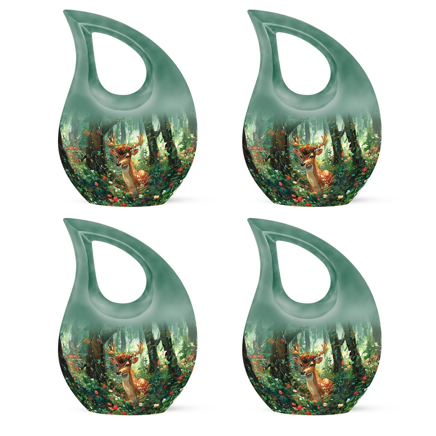 10-inch Deer-themed Aluminium Cross Drop Urn 