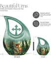 10-inch Deer-themed Aluminium Cross Drop Urn 