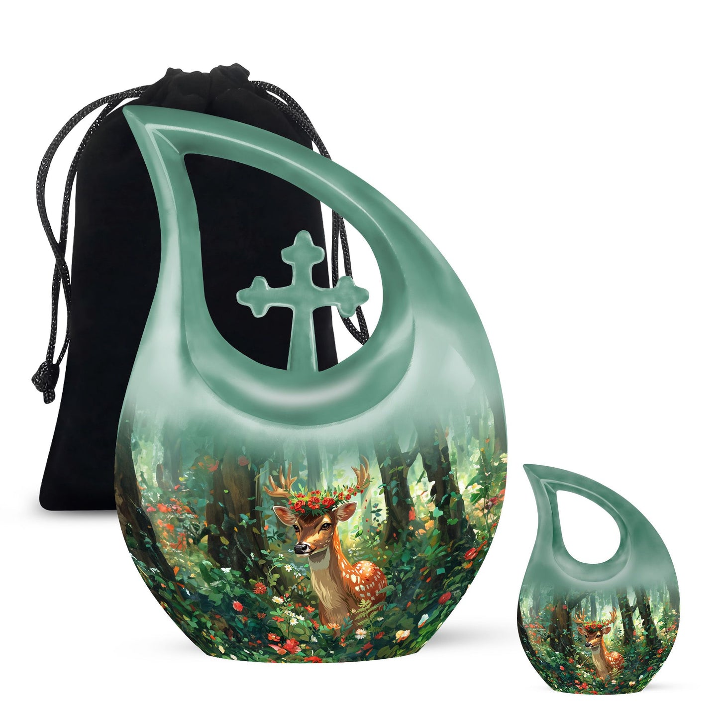 Personalized Deer Memorial Urn for Human Ashes - 10-inch, 200 cu in - Yatskia