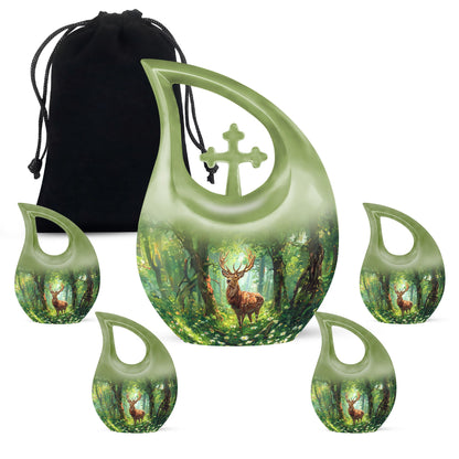 Personalized Deer Cremation Urn for Human Ashes - 10-inch, 200 cu in - Yatskia
