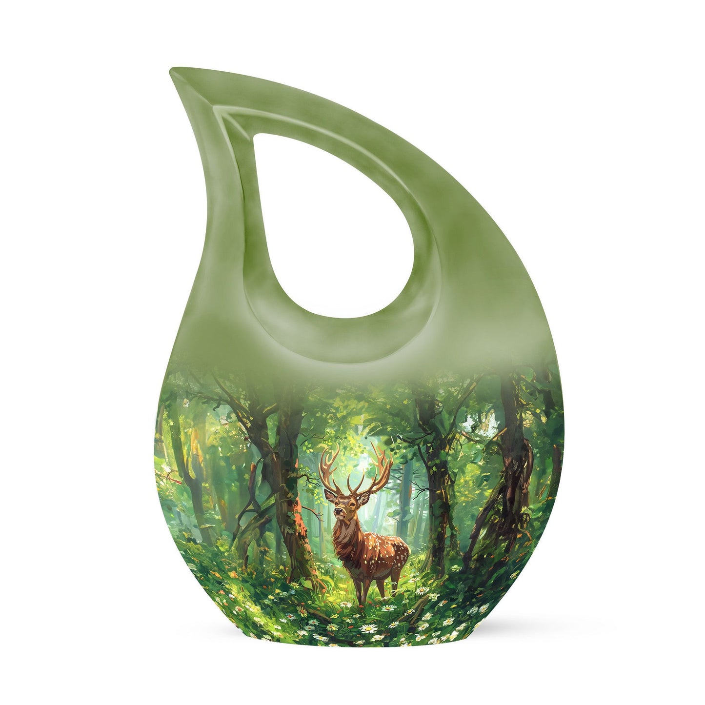 Deer themed 10 Inch Cross Drop urn 