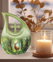 Deer themed 10 Inch Cross Drop urn 